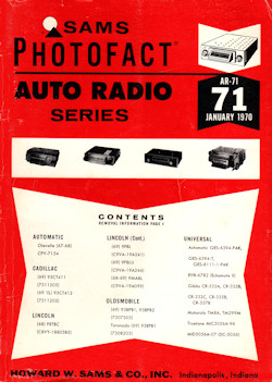 Sams Photofact Auto Radio Series Service Manuals Volumes AR-71 to AR-119 