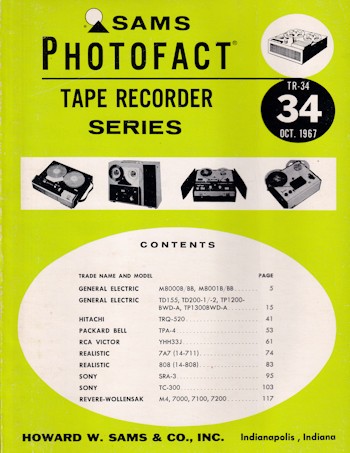 Details about   Howard Sams Photofact Folder Radio Parts Manual Airline 94GAA3654A Tape Recorder 